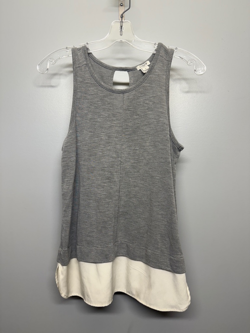 J. Crew Heather Gray Lightweight Layered Tiered Top